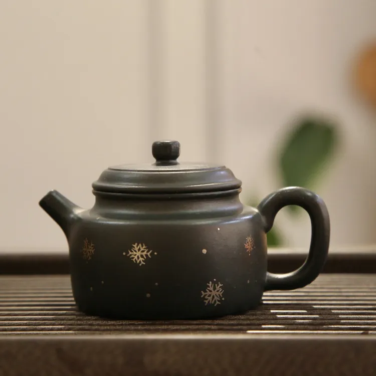 妥妥的气质款 ～实用茶器优选【德钟】雪花墨绿泥·描银·120CC
