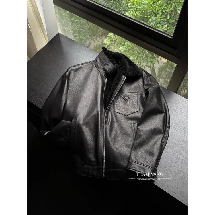 Team Yang-秋冬新品P家山羊皮加羊毛皮毛一体高端休闲夹克5297
