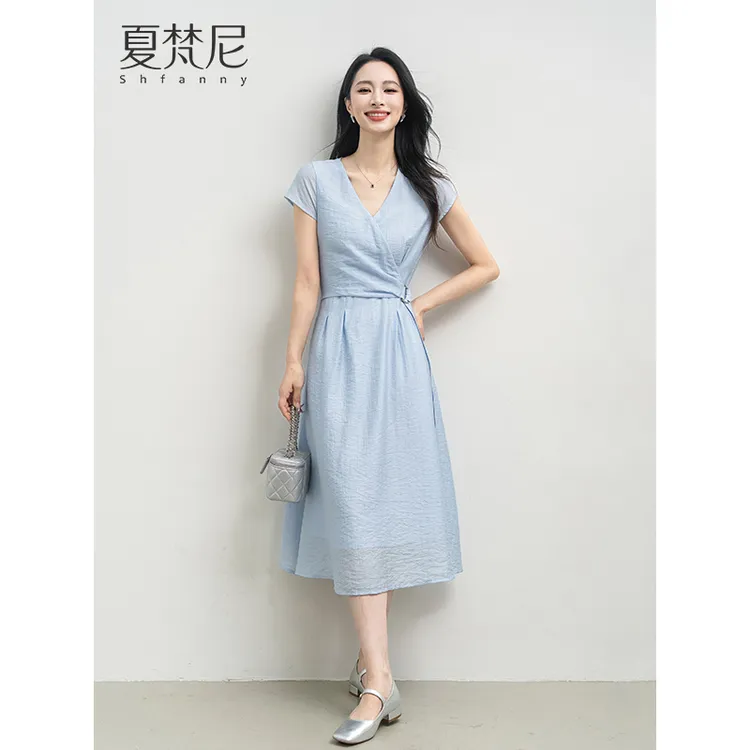 夏梵尼风起时分夏季气质款显瘦连衣裙女天丝温婉大方洋气法式裙子