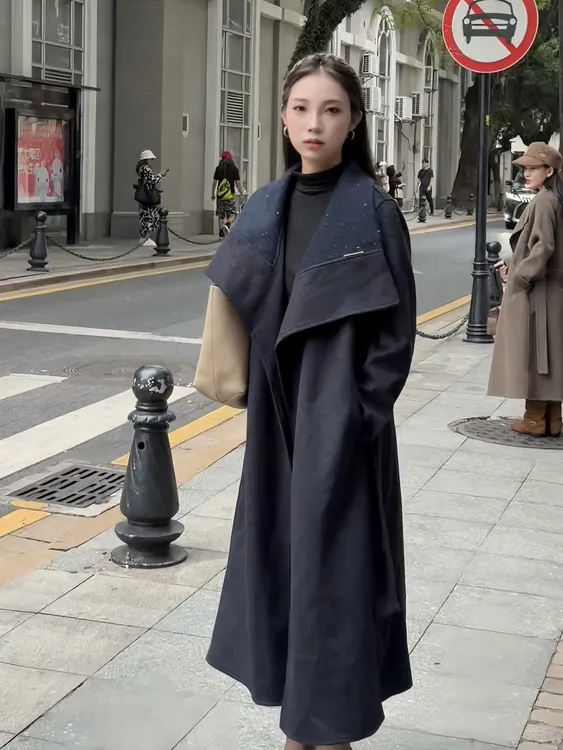 欧货高端大翻领收腰显瘦长款羊毛大衣！2025秋冬加厚大衣外套女908