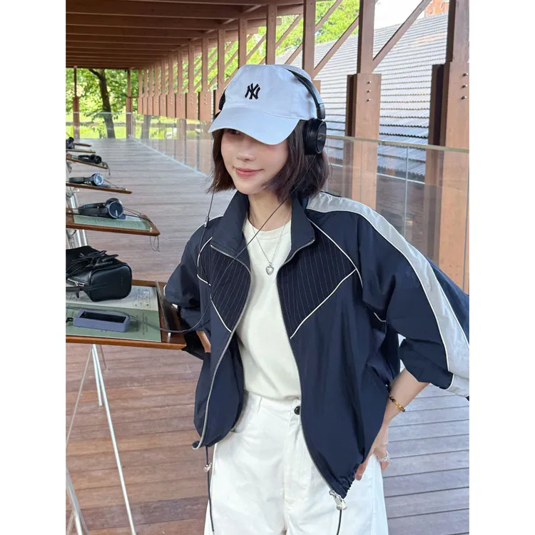 【唐悠悠mgdm】秋季撞色29片拼接60支棉松紧收腰户外轻薄外套上衣女