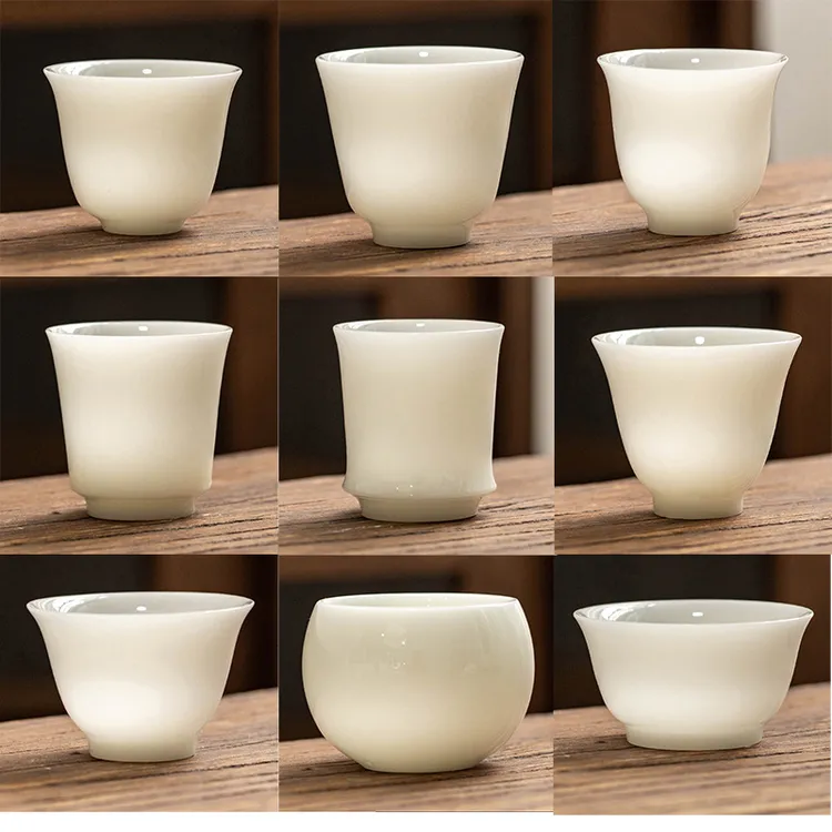冰种璞玉白瓷茶杯品茗杯茶碗个人杯家用陶瓷功夫茶具单杯工厂直销