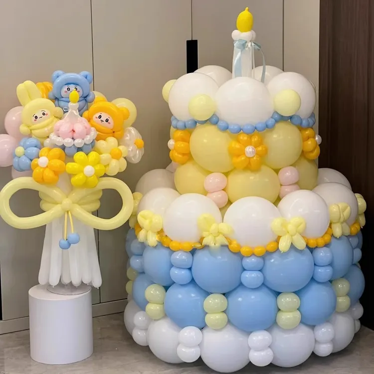 网红生日蛋糕气球diy彩色材料包儿童派对拍照氛围感出片场景布置