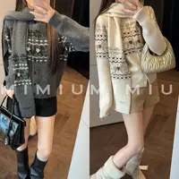 【mimius】七 马到成功费尔岛撞色羊毛开衫外套/含围巾 汉服WG12041