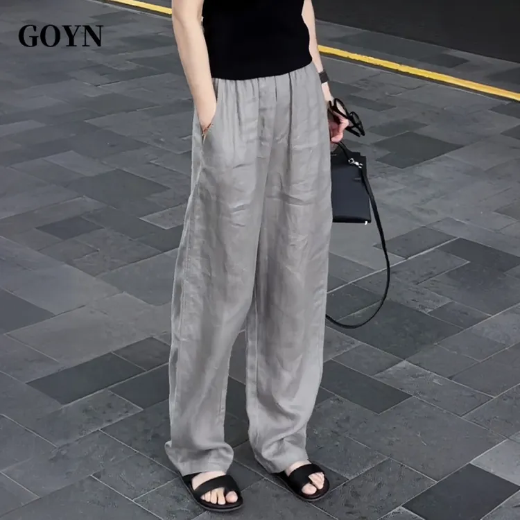 GOYN美式男款慵懒风宽松垂感阔腿裤2025夏季新款男士百搭直筒长裤