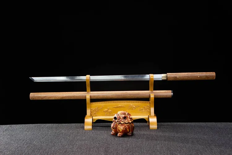 龙泉纯手工锻打素装高锰钢淬火收藏刀一体唐横刀未开刃防身冷兵器