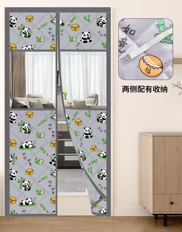 19新款印花加厚棉门帘家用空调保暖保温隔音防风隔断磁性自吸帘子