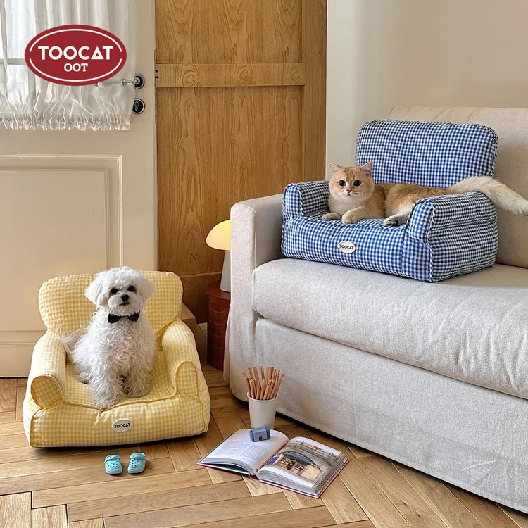 TOOCATOOT韩系ins格子宠物沙发猫狗窝四季通用可拆洗布艺宠物窝垫
