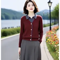 秋冬时尚假两件套头毛衣女2025爆款洋气翻领打底衫