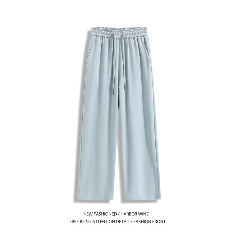 冰丝裤子直筒九分男裤爆款夏季新款纯色设计凉感垂顺宽松蓄热裤