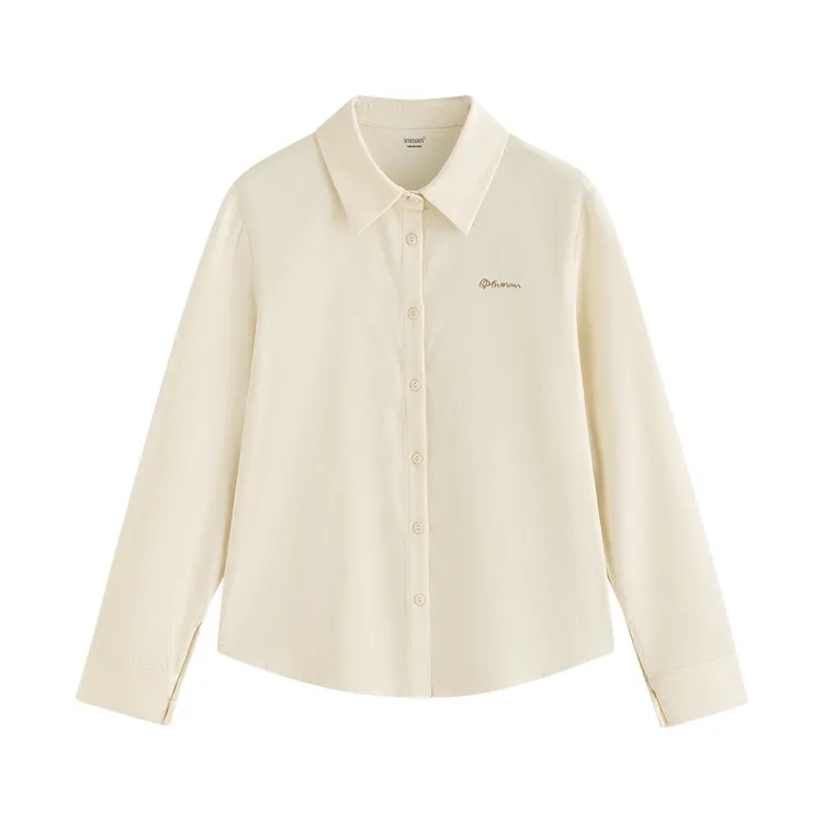 【流光风穿搭】100%棉茵曼25秋季纯棉简约长袖翻领衬衫百搭灯芯绒