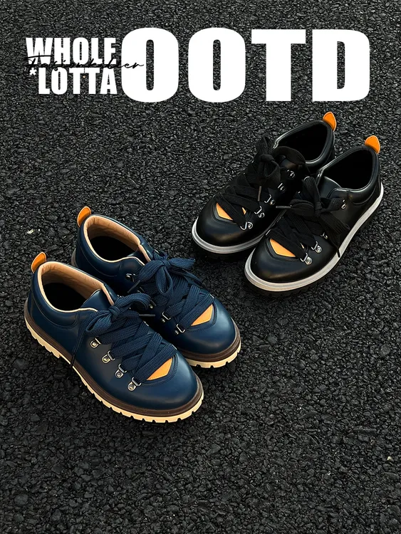 aoyo德比鞋男款复古百搭工装靴通勤厚底接头休闲皮鞋