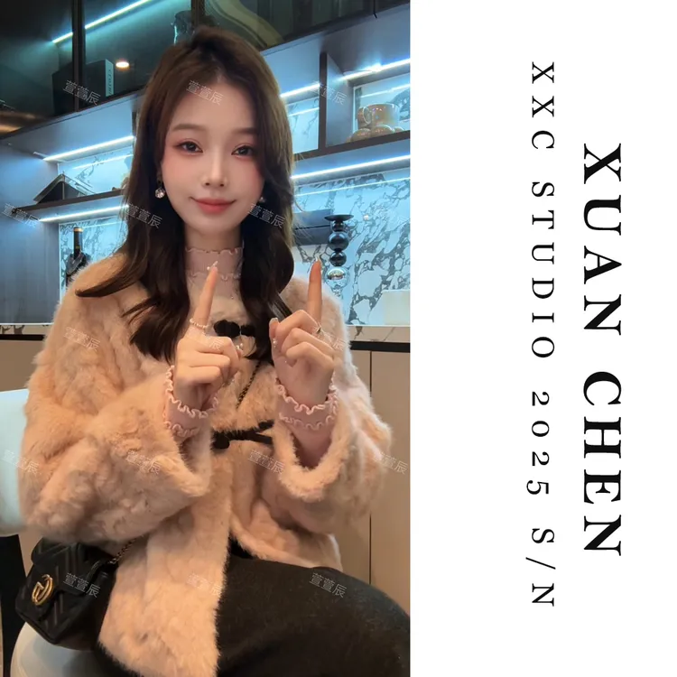 人造皮草 【桃冬意】女士网红款外套ins温柔风毛毛外套女冬款#9139