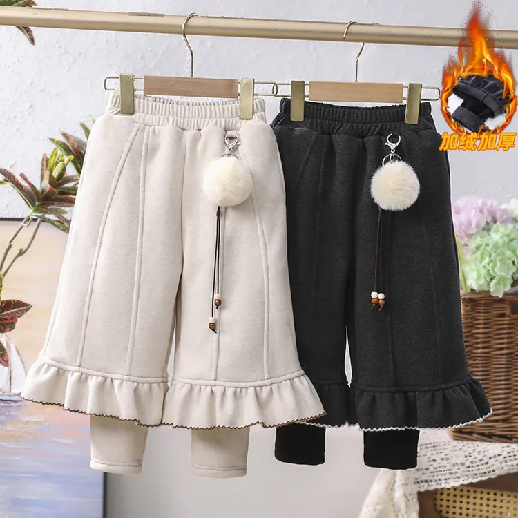 女童棉裤一条过冬季儿童加绒裤子加厚童裤宝宝一体绒保暖打底靴裤