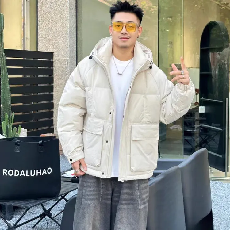男士冬季外穿连帽宽松保暖面包造型时尚保暖外套百搭透气防水