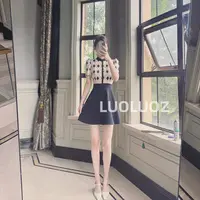 【现货】LUOLUOZ【花城仙境】法式气质拼接撞色假两件连衣裙JF113