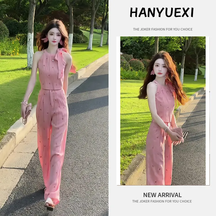 夏季一整套女装2025年新款韩版时尚洋气休闲无袖上衣休闲裤两件套
