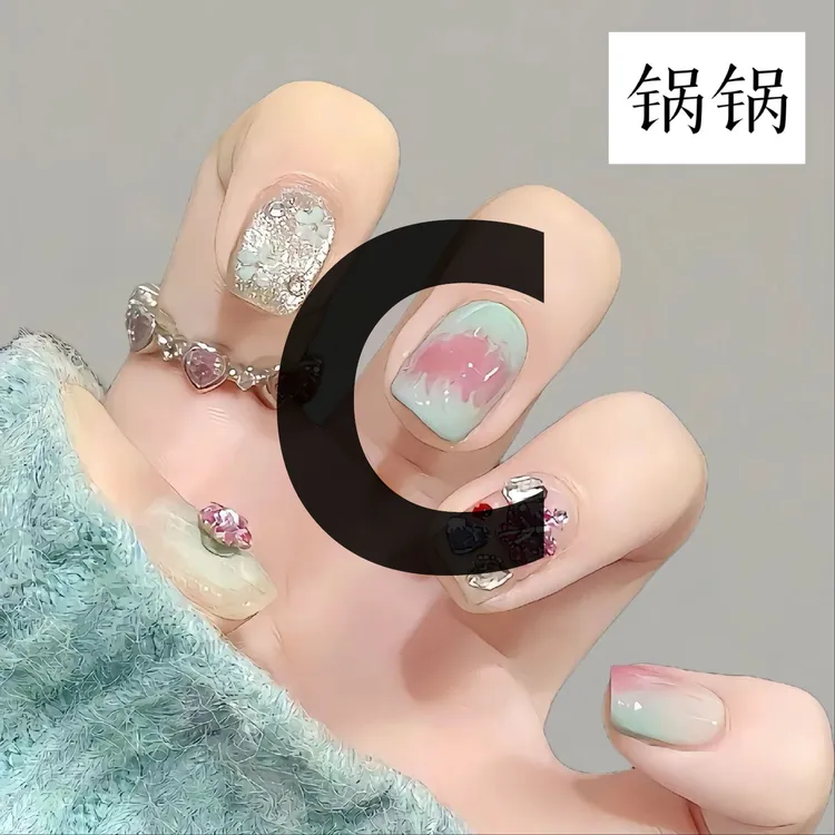 【C201-300】轻奢高级感裸色美甲纯手工穿戴甲简约短款学生上班族