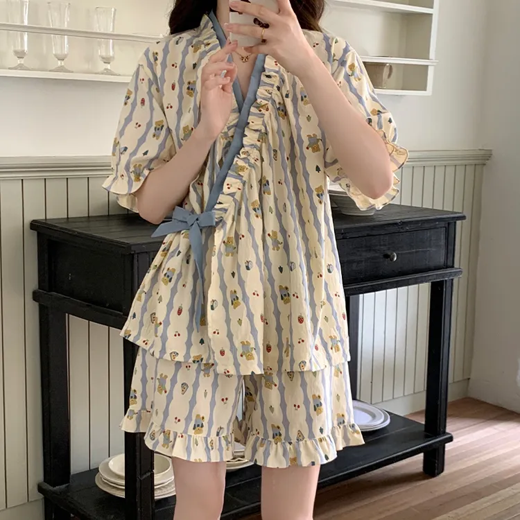 夏季睡衣女款爆款2025新款高颜值可爱风可外穿大码短袖家居服套装