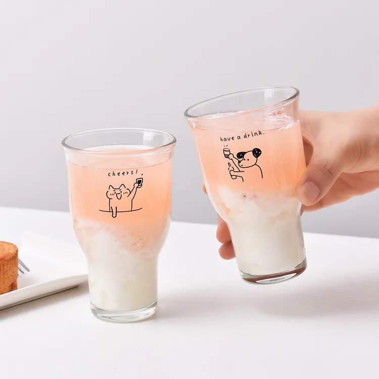 【6只装】宽口加厚玻璃杯果汁杯冰美式咖啡杯苏打水饮品饮料杯ins风
