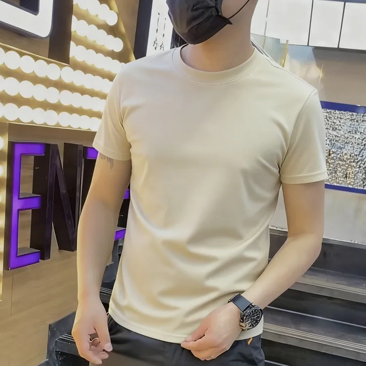 男士冬天的短袖T恤保暖潮流修身圆领百搭打底衫内搭上衣