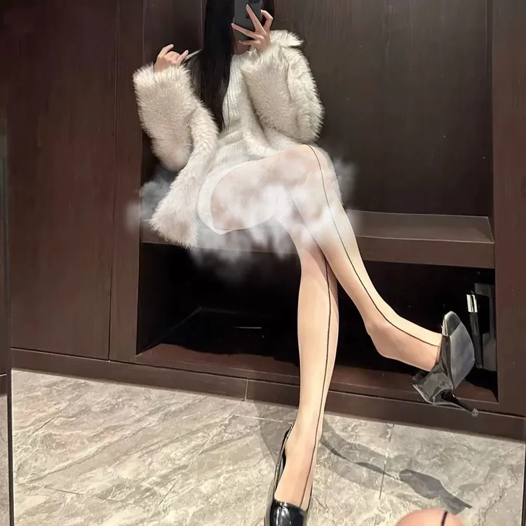 极光后线高腰油亮无腰边性感丝袜子高密丝滑油光连裤袜女 
