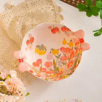 家用陶瓷餐具美二烧釉下彩网红餐具彩虹10英寸蝴蝶结深碗(1个装)