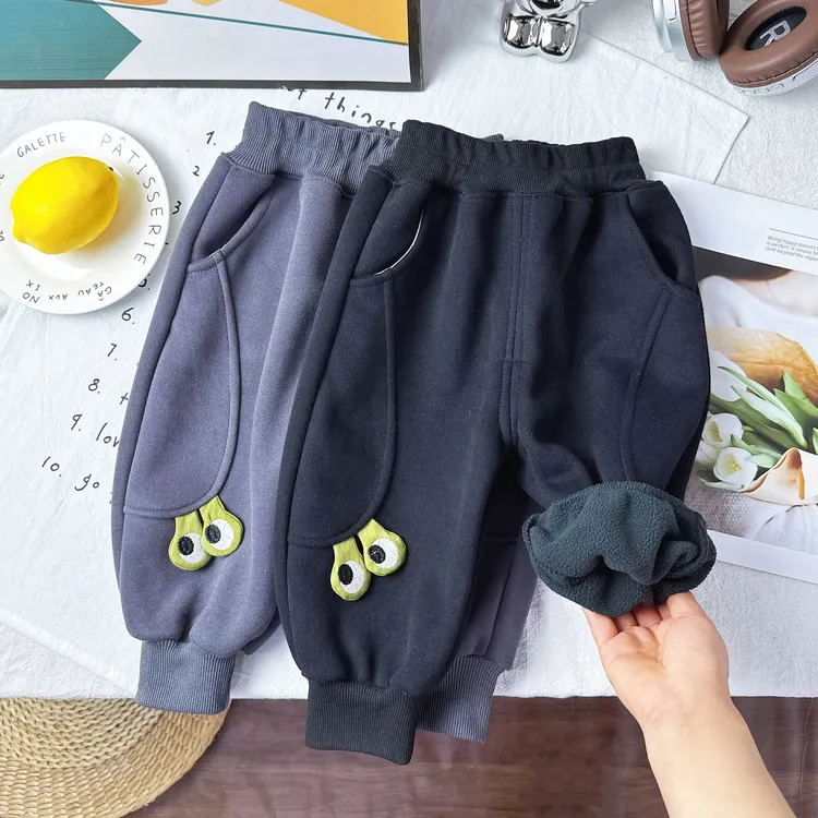 男童加绒裤子2025新款儿童秋冬一体绒卫裤宝宝冬季保暖男孩休闲裤