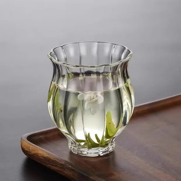 花瓣水仙杯花型个人玻璃品茗杯女主人杯耐热高硼硅大容量女神茶杯