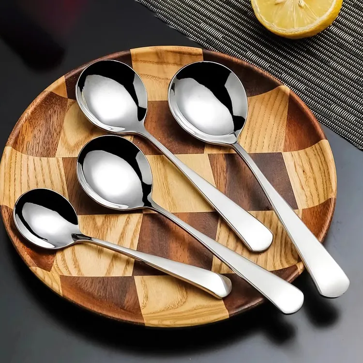 勺子不锈钢长柄汤匙调羹超厚饭勺吃饭公勺学生用叉勺便携家用