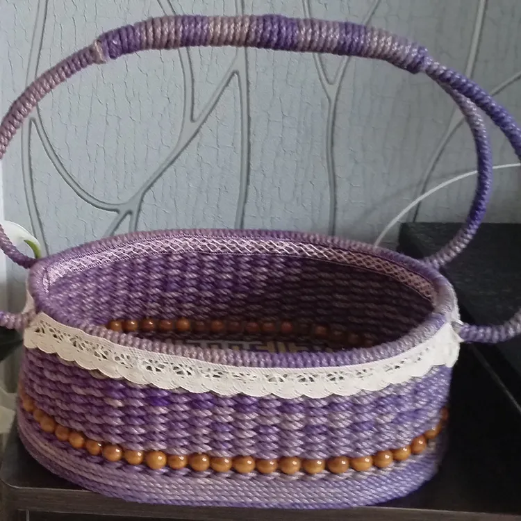 qTmJJa5OFH圆形购物篮纯手工编篮家用挂篮花篮创意客厅篮子