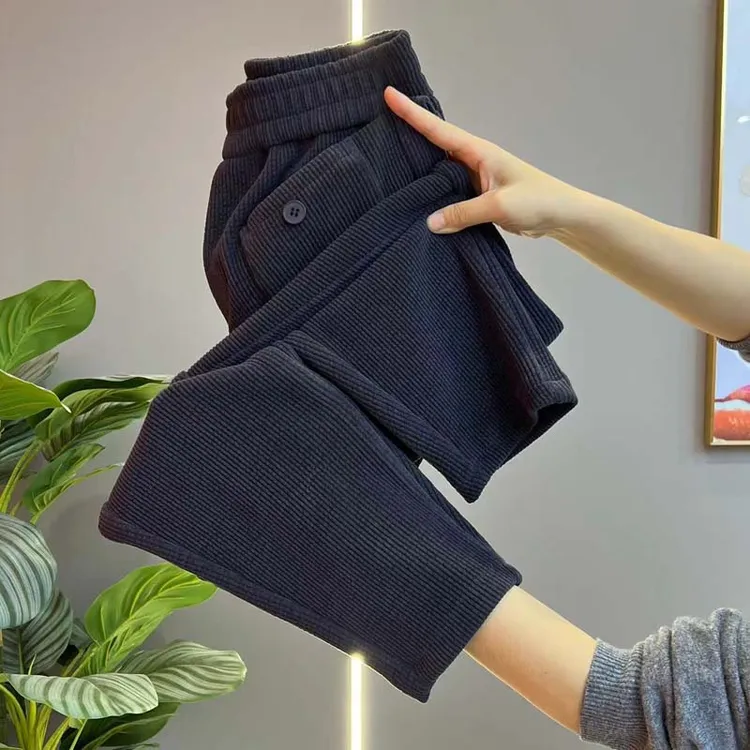 秋季新款萝卜裤女高腰显瘦小个子九分裤厚款休闲运动裤哈伦裤