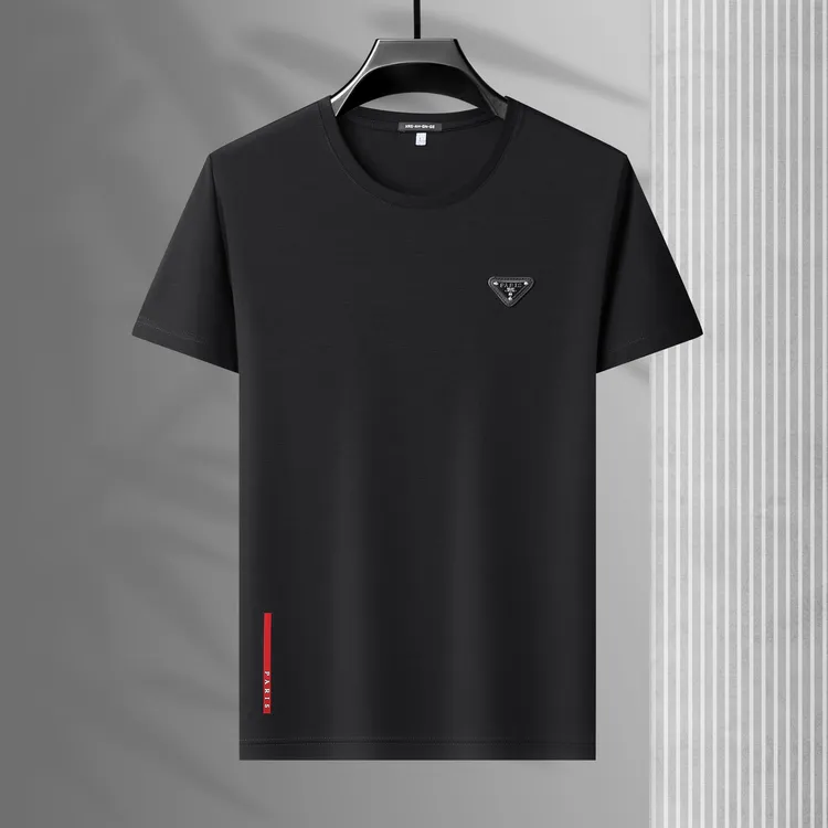 简单舒适好看！夏季男士时尚圆领潮牌简约logo设计薄款冰丝短袖T恤