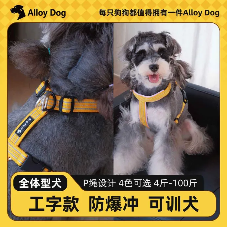 AlloyDog夏季工字防爆冲胸背大中小型狗狗牵引绳多彩宠物牵引绳
