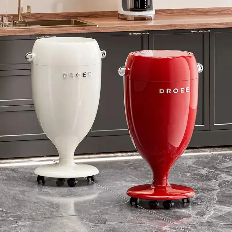 【轻奢日用】创意高脚杯垃圾桶轻奢免弯腰垃圾桶家用大容量可移动