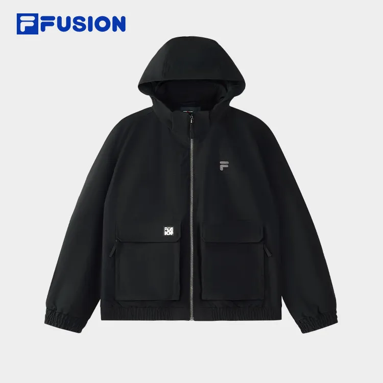 FILA斐乐运动保暖厚实梭织外套男士宽松户外连帽上衣T11M513702F
