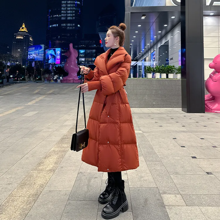 超厚羽绒服女长款2025冬季新款翻领收腰显瘦防寒加厚保暖外套东北