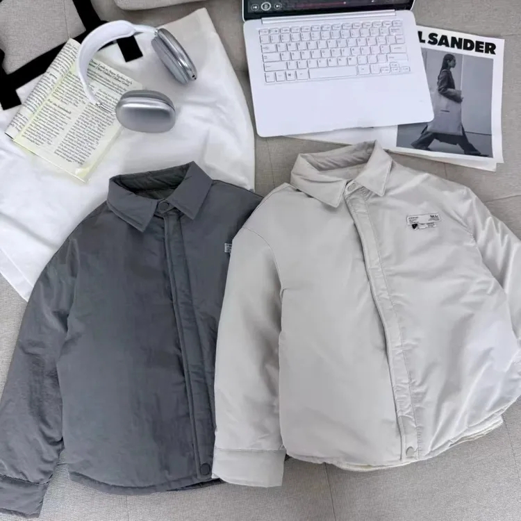 儿童时尚翻领棉服2025年冬季男女童简约男女童百搭休闲潮流棉衣潮