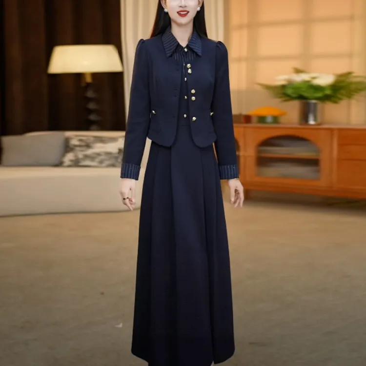 气质优雅小香风裙子套装女新款2025爆款洋气显瘦法式两件套连衣裙