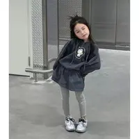 新品女童长袖卫衣2025新款秋季洋气宝宝时髦休闲灰色连帽衫上衣