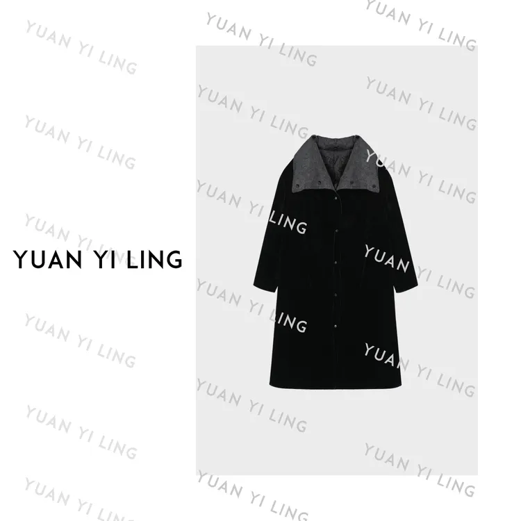 袁艺灵【威尔士】90白鹅绒双面可穿丝绒设计感羽绒服外套3055