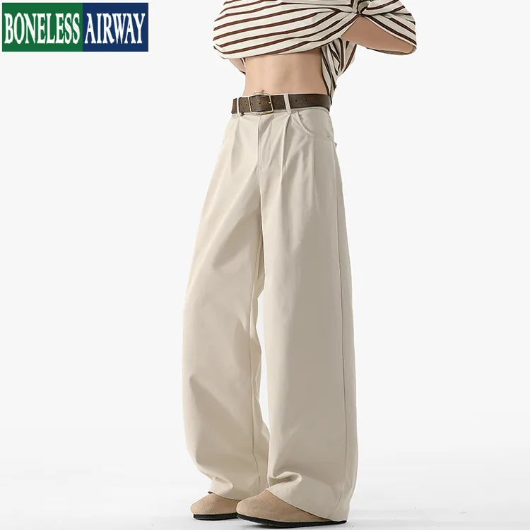BONELESS AIRWAY裤子男秋季西装裤宽松潮流直筒百搭拖地休闲长裤