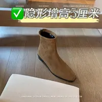 百搭法式方头女秋冬见外包装马丁靴胶粘鞋粗跟