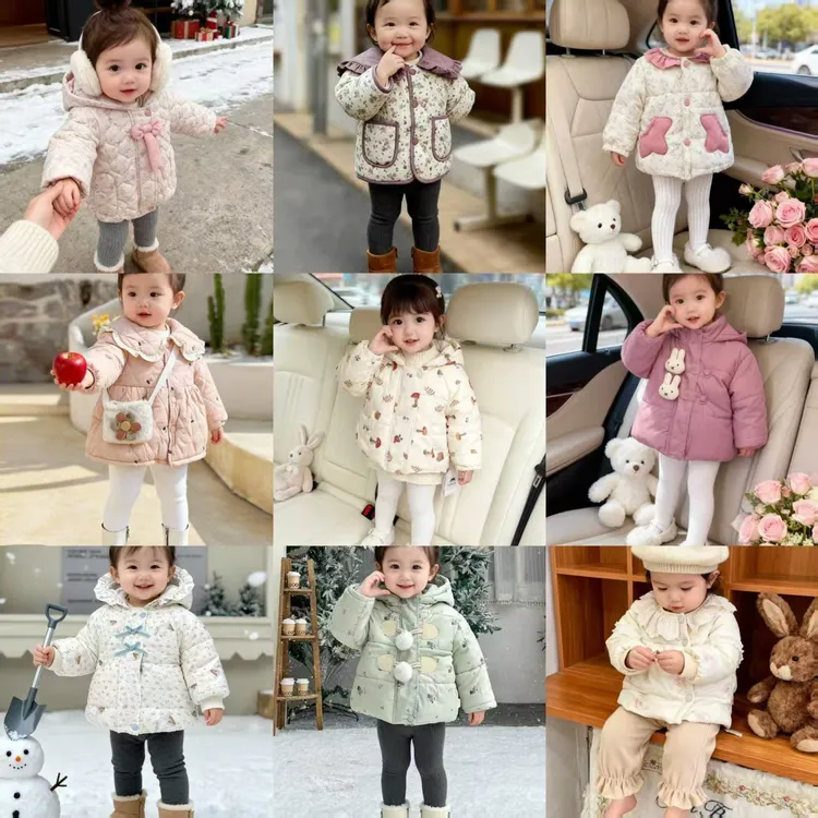 女童童装棉服组合2025新款冬季外套加厚保暖儿童棉袄SJ-N-D01