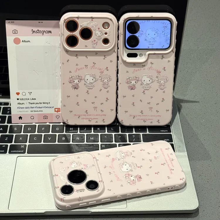 粉碎花美乐蒂适用苹果17/16Promax爱心手机壳华为oppovivo小米15