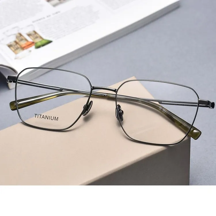 超轻商务近视眼镜框男士纯钛方框气质大脸男生舒适简约可配防蓝光