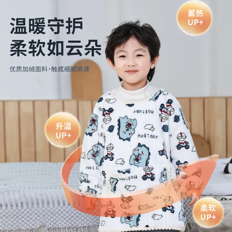 儿童罩衣防水反穿衣防脏吃饭幼儿园宝宝围裙加绒加厚秋冬新款
