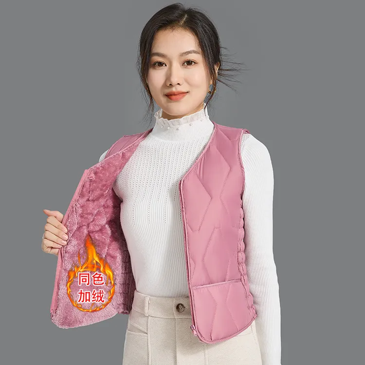 2025秋冬新款保暖女士棉马甲拉链加绒坎肩中老年大码内穿背心内胆
