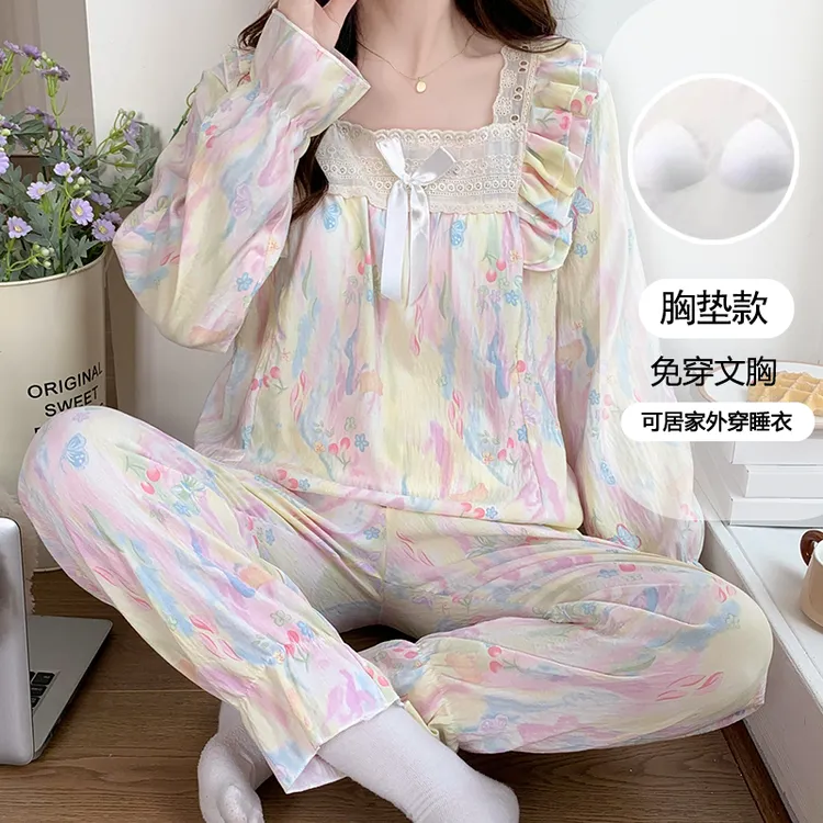 【星】带胸垫睡衣女春秋季长袖公主风可爱可外穿家居服套装141