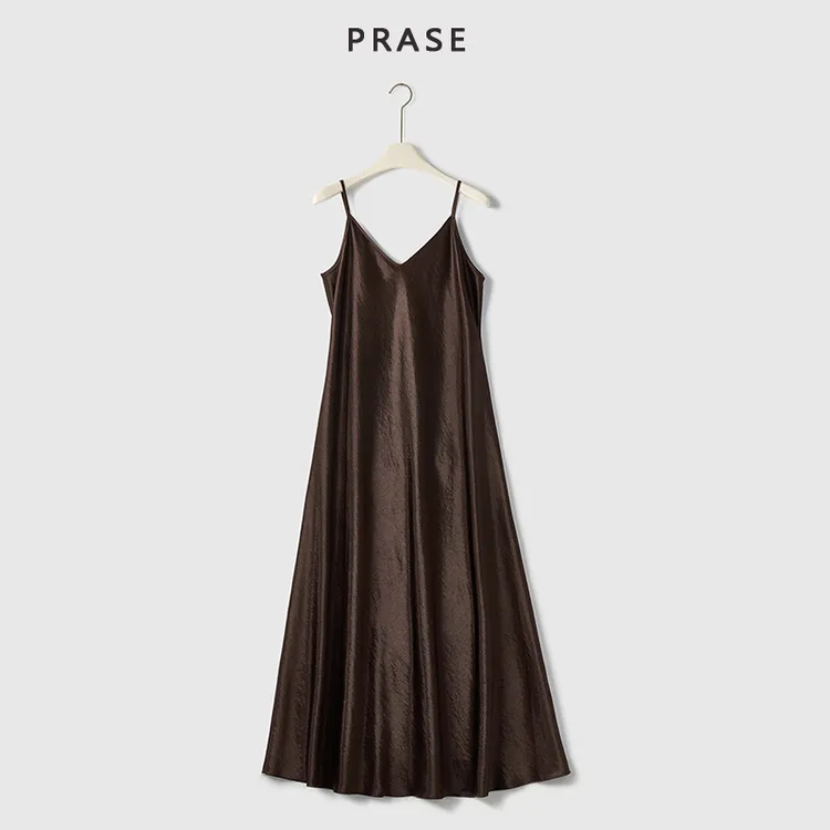 PRASE·噜【微光裙】微胖轻奢设计款夏女气质V领吊带连衣裙PR503C107